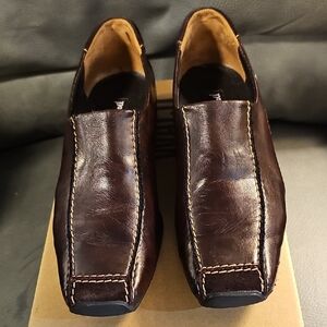 Paul Green Brown Leather Slip-On Loafers